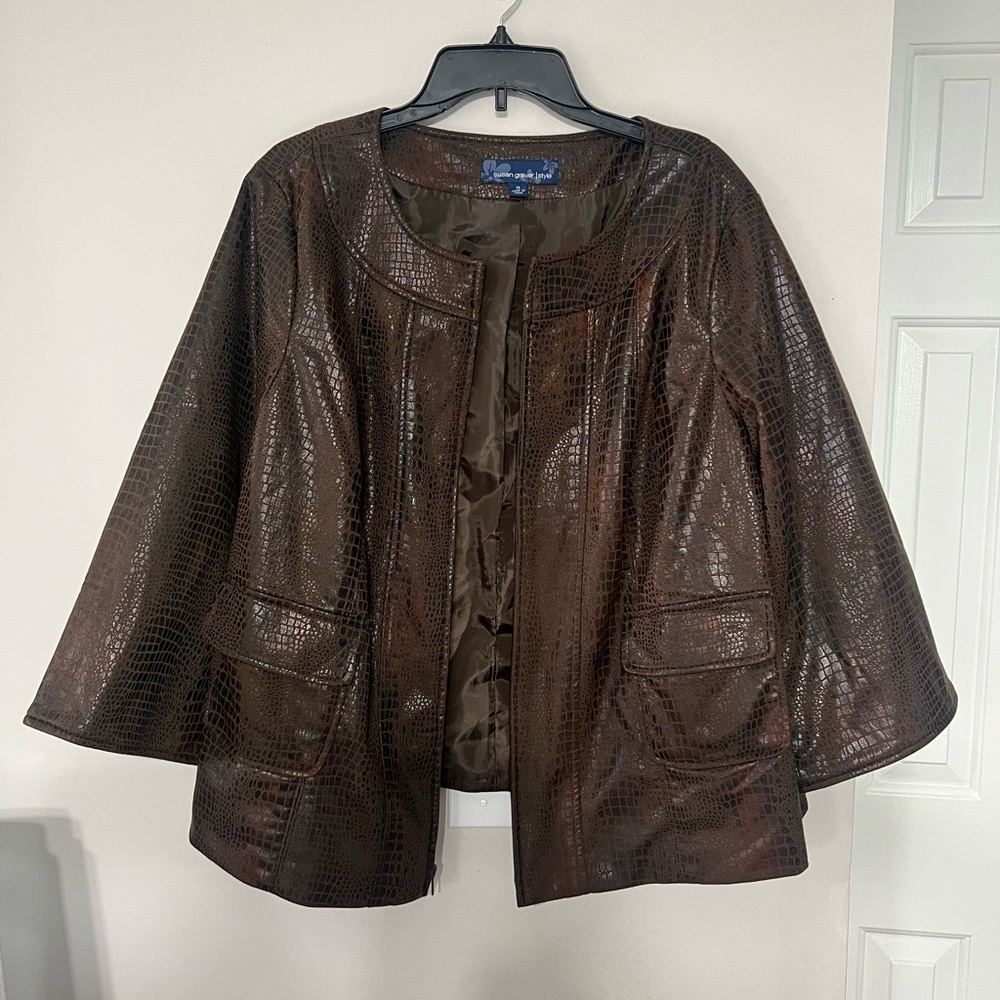 Susan Graver Brown Textured Women's Cape